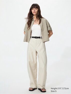 Uniqlo jersey barrel pant 26” inseam XS cream/off-white